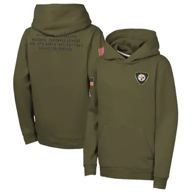 Youth Olive Pittsburgh Steelers 2025 Salute to Service Club Fleece Hoodie